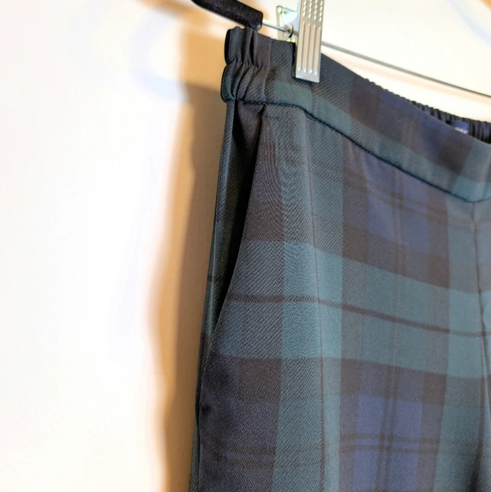 J.Crew Jamie Pant Green Blue Plaid Pull On Trousers Size 10 Tall